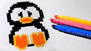 how to Draw Kawaii Penguin - Hello Pixel Art by Garbi KW