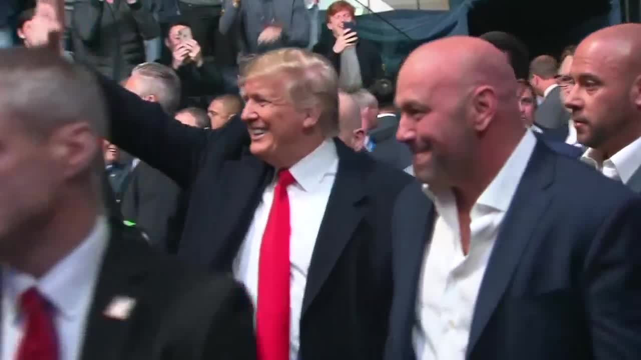 President Donald Trump attends an MMA event at Madison Square Garden in New York City.