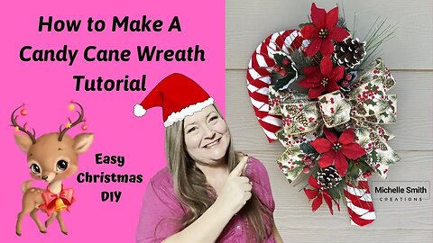 How to Make A Candy Cane Wreath Tutorial ~ Easy Christmas DIY ~ Christmas Wreath DIY