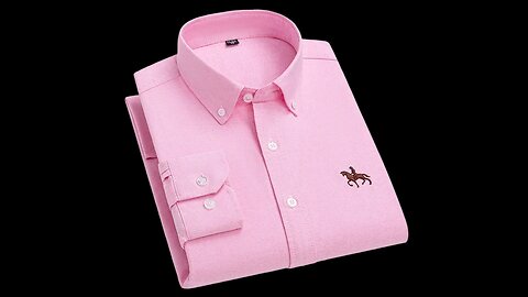 Mens Oxford Shirts Buttoned Streetwear Horse Classic Embroidered Striped