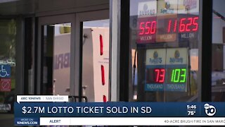 Powerball ticket worth $2.7M sold at San Diego gas station