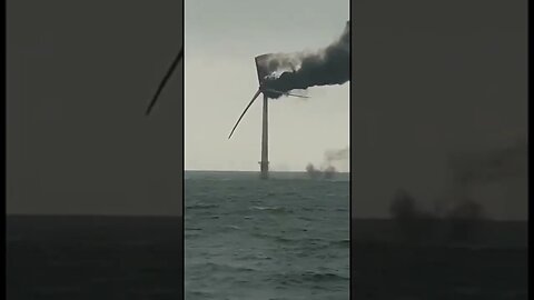 Wind Turbine On Fire After Being Struck by Lightning off Wicklow