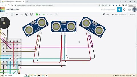 Full Project and Code - #Arduino Autonomous Guided Vehicle on #Tinkercad #Simulation With Ultrasound