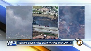 Several brush fires spark in San Diego County