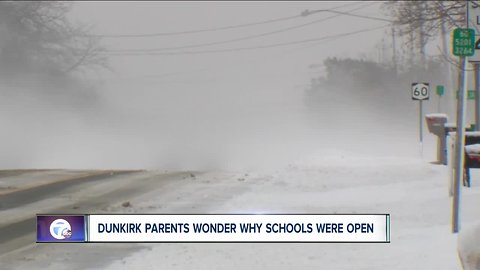 Dunkirk school stay open in snowstorm and parents are furious.