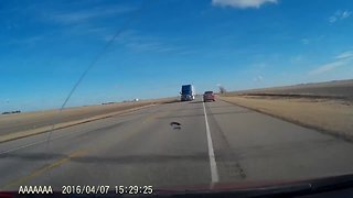 Reckless Trucker On Highway Nearly Hits Oncoming Cars