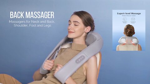 Back Massager with Adjustable Heat and Straps, Massagers for Neck and Back, Shoulder, Foot and Legs