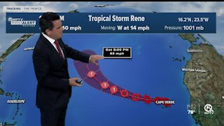 Tropical Storm Rene forms in the Atlantic near Cabo Verde Islands