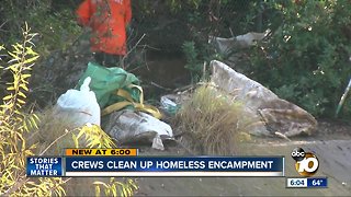 Crews clean up San Diego homeless encampment