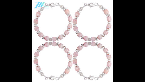 Pink opal smooth beads with Cat-eye silver beads handmade bracelet full strand 7.5inch Perfect Gift