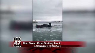 Michigan man rescued after his truck falls through the ice
