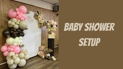 Boho Teddy Bear Baby Shower Setup