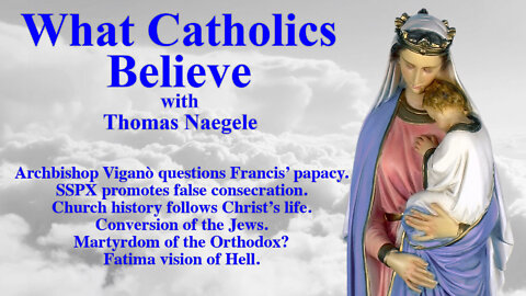 Archbishop Viganò questions Francis' papacy. SSPX promotes false consecration. Church history follows Christ's life. Conversion of the Jews. Martyrdom of the Orthodox? Fatima vision of Hell.