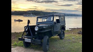 My CJ3b Willys Jeep in Itaipu Lake Parana Brazil.