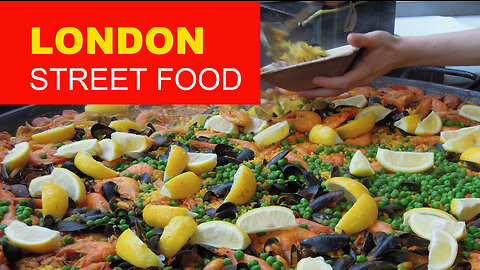 London Street Food: Burgers, Paellas, Moong Dal, Pad Thai, Fish and Chips, Fruits and Vegetables