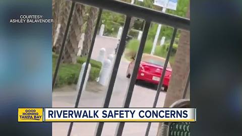 Video shows car driving on Tampa's Riverwalk