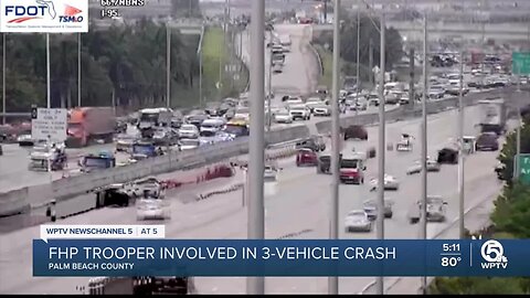 Crash involving FHP vehicle hampers I-95 traffic in Palm Beach County