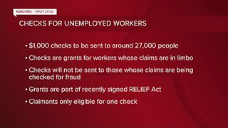 Maryland Comptroller to issue around 27,000 paper checks to unemployment insurance claimants stuck in "adjudication purgatory"