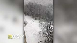 Kids get outside to play in a winter wonderland