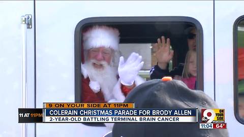 Brody Allen, 2-year-old with brain cancer, gets a Christmas parade