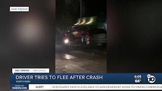 Driver tries to run away after crash
