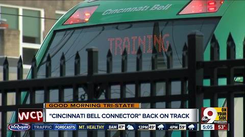 Cincinnati streetcar expected to be back up and running Monday morning