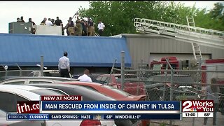 Man gets rescued from chimney in east Tulsa