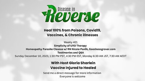 Disease in Reverse Weekly #21- Part 5- Homeopathy & Parasite Cleanse w/ RN Nicole Pavlik