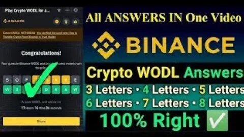 Today Binance Crypto WODL Answer | Today 7/10/23 Binance All Wodle Letter Answer | Theme Defi