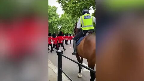 Coldstream Guard nearly falls over marching to Buckingham Palace