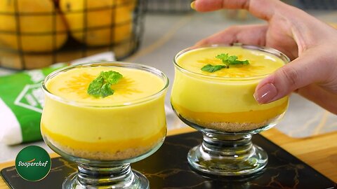 No-Bake 4-Ingredient Mango Yogurt Dessert | Irresistibly Sweet Mango Dessert by sooper chef