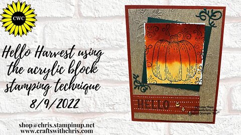 Hello Harvest card using a stamping block technique!