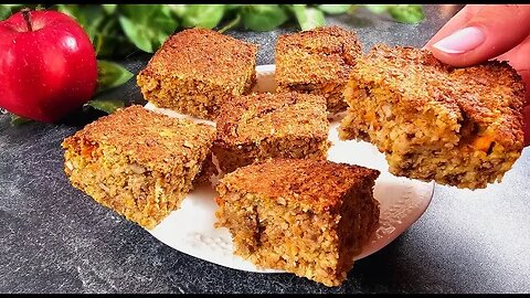 The best diet cake with oats, apple and pumpkin! You will want to make it every day!