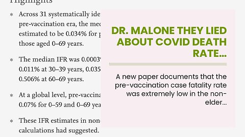 Dr. Malone They lied about Covid death rate…