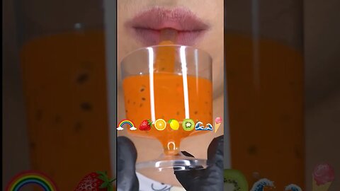 🍊🫦🍹ASMR Emoji Challenge Desafio#mukbang #asmr #eatingsounds #emojichallenge #drinkingchallenge