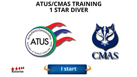 ATUSCMAS one star Diver 1 CMAS, the diver will be able to evolve on a bottom of 15 meters maximum