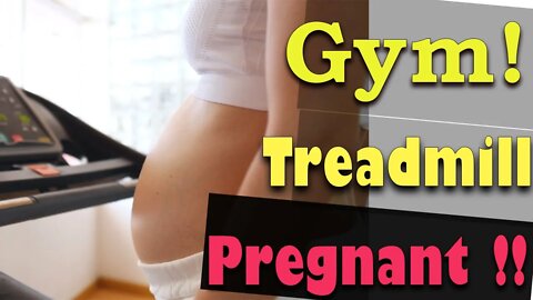 Pregnant Woman Goes For A Walk On The Treadmill For The First Time