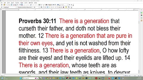 PROVERBS 30 ~ THERE is A GENERATION