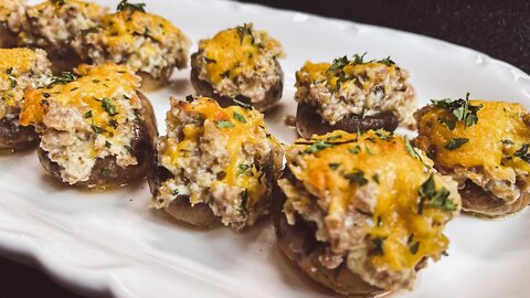 Sausage and Cheese STUFFED MUSHROOMS APPETIZERS perfect for the Holidays