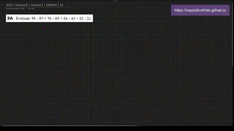 Math Olympiad for Elementary | 2019 | Division E | Contest 2 | MOEMS | 2A