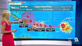 Tropical Storm Fiona, 11 a.m. on Sept. 15, 2022