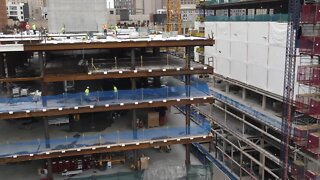 Drone video captures work on the Hudson's site in Detroit