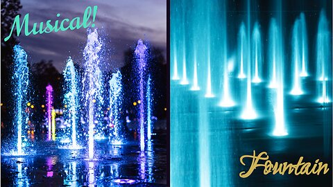 a musical fountain a crowd of people enjoys