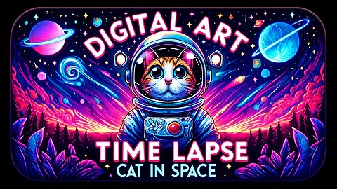 Digital Art Time Lapse: Cat In Space