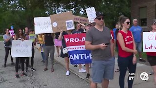 Dozens gather outside Oakland County Health Department to protest school mask mandate