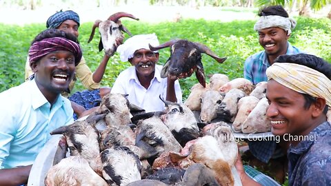 KING of GOAT HEAD CURRY | Goat Heat Recipe Cooking in Village by Villagers | Tasty Village Food