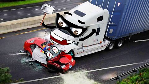 Container Trucks Go Wrong, Crash Police Car - Funny Car Fails Compilation - Woa Doodles_1080p