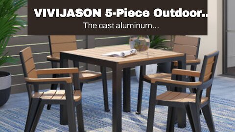 VIVIJASON 5-Piece Outdoor Cast Aluminum Patio Dining Set, All-Weather Conversation Furniture Se...