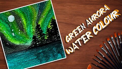 Easy Watercolor Painting | Green Aurora | Watercolor Painting Ideas