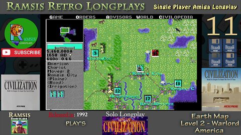 Sid Meier's Civilization | 1992 | Amiga | Warlord | EARTH | America - Episode #11 | Longplay